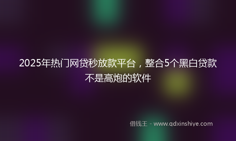 2025年热门网贷秒放款平台，整合5个黑白贷款不是高炮的软件