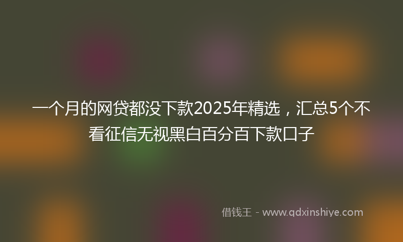 一个月的网贷都没下款2025年精选，汇总5个不看征信无视黑白百分百下款口子