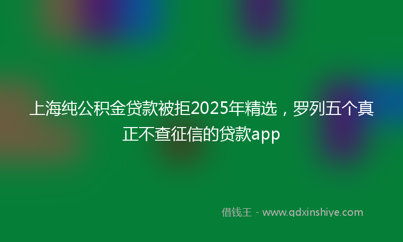 上海纯公积金贷款被拒2025年精选，罗列五个真正不查征信的贷款app