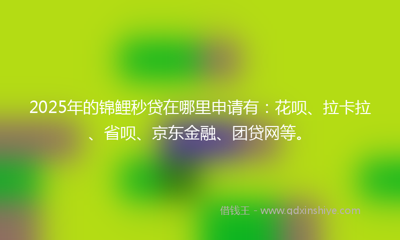 2025年的锦鲤秒贷在哪里申请有：花呗、拉卡拉、省呗、京东金融、团贷网等。