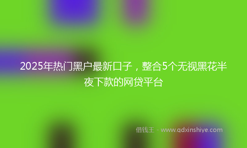 2025年热门黑户最新口子，整合5个无视黑花半夜下款的网贷平台