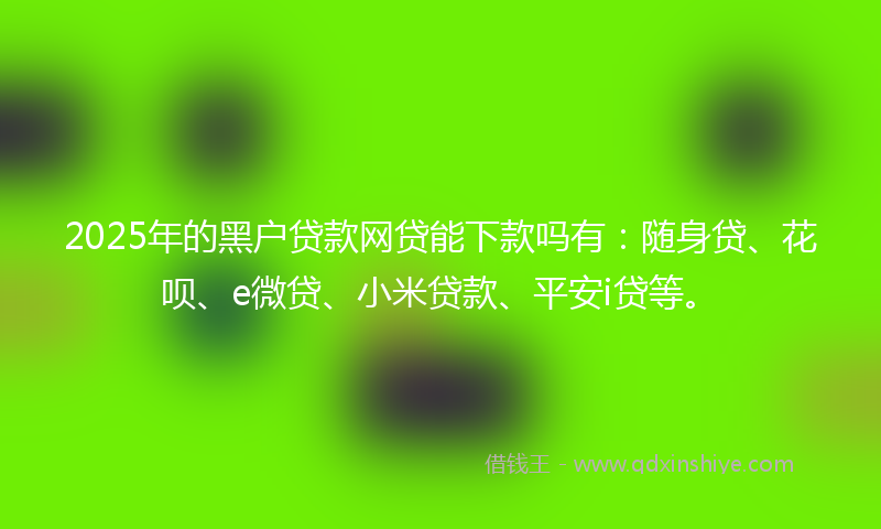 2025年的黑户贷款网贷能下款吗有：随身贷、花呗、e微贷、小米贷款、平安i贷等。