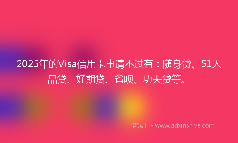2025年的Visa信用卡申请不过有：随身贷、51人品贷、好期贷、省呗、功夫贷等。