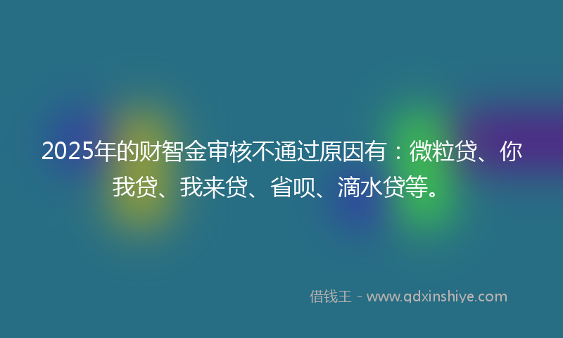 2025年的财智金审核不通过原因有：微粒贷、你我贷、我来贷、省呗、滴水贷等。