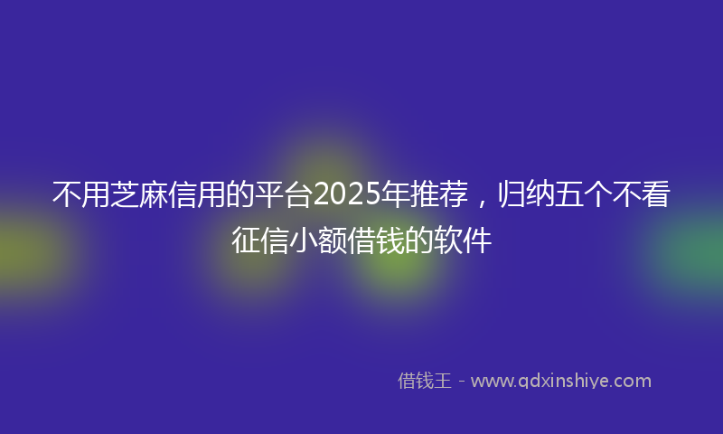 不用芝麻信用的平台2025年推荐，归纳五个不看征信小额借钱的软件