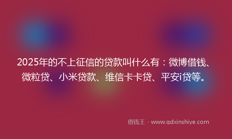 2025年的不上征信的贷款叫什么有：微博借钱、微粒贷、小米贷款、维信卡卡贷、平安i贷等。