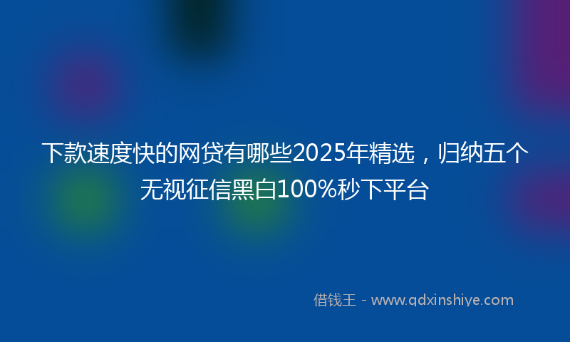 下款速度快的网贷有哪些2025年精选，归纳五个无视征信黑白100%秒下平台