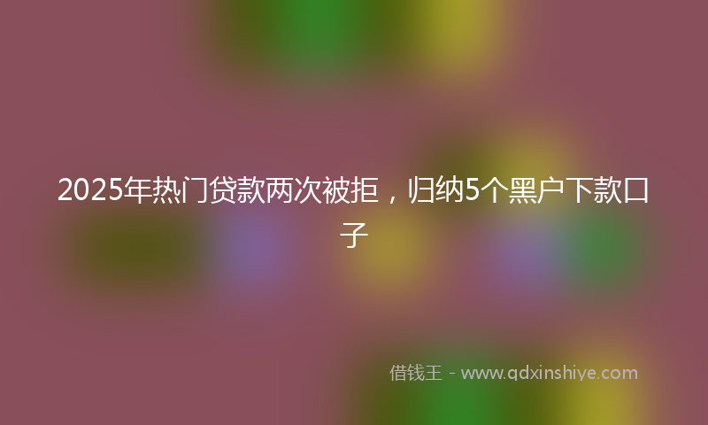 2025年热门贷款两次被拒，归纳5个黑户下款口子