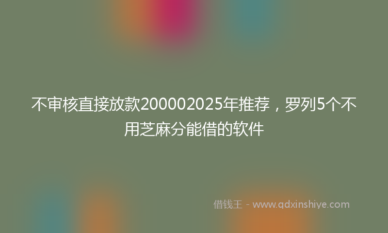 不审核直接放款200002025年推荐，罗列5个不用芝麻分能借的软件