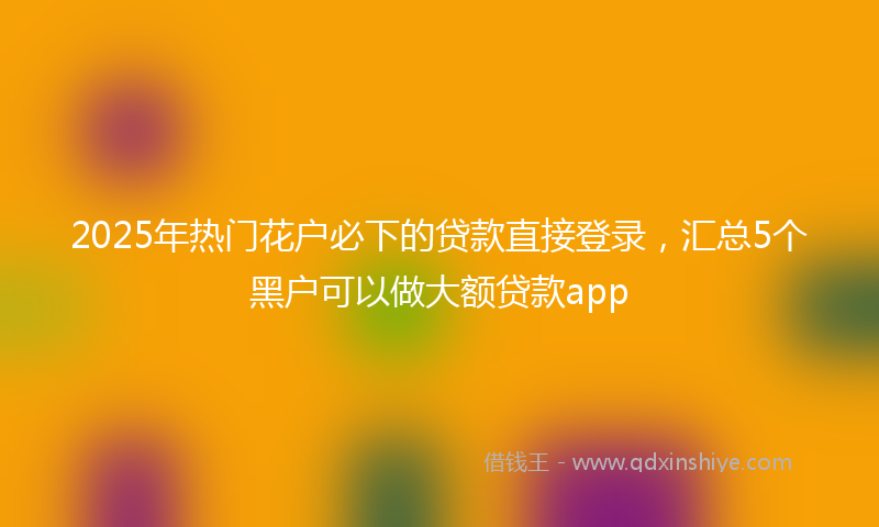 2025年热门花户必下的贷款直接登录，汇总5个黑户可以做大额贷款app