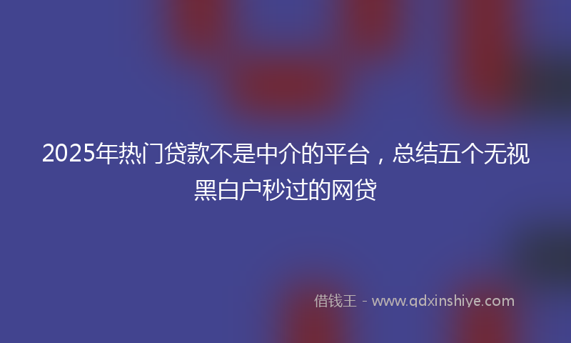 2025年热门贷款不是中介的平台，总结五个无视黑白户秒过的网贷