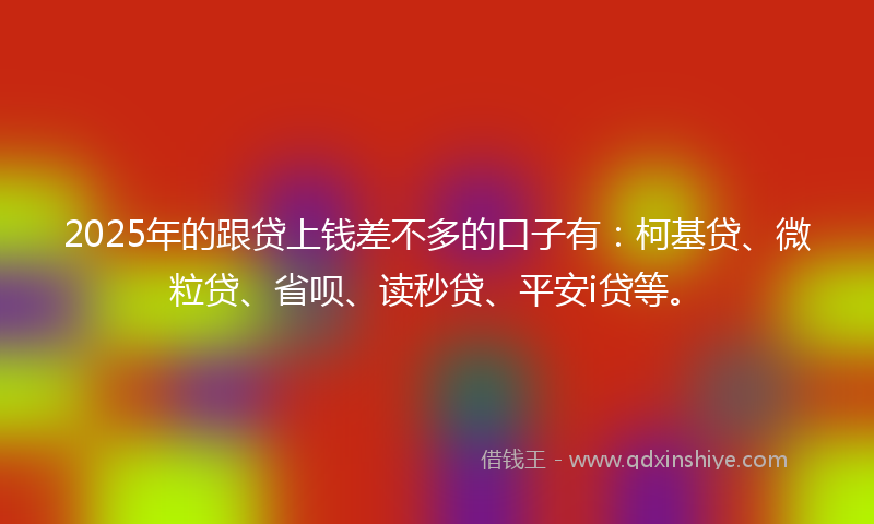 2025年的跟贷上钱差不多的口子有：柯基贷、微粒贷、省呗、读秒贷、平安i贷等。