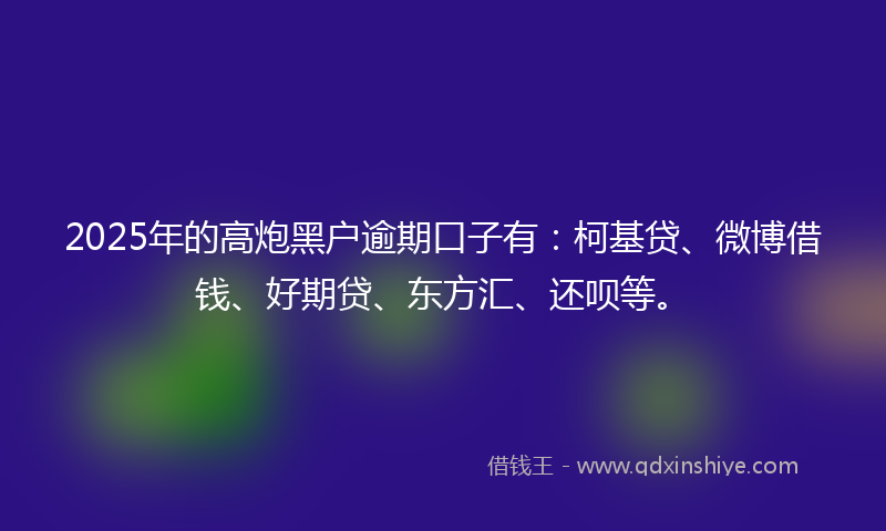 2025年的高炮黑户逾期口子有：柯基贷、微博借钱、好期贷、东方汇、还呗等。