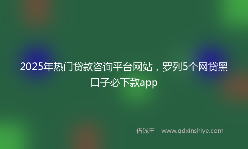 2025年热门贷款咨询平台网站，罗列5个网贷黑口子必下款app