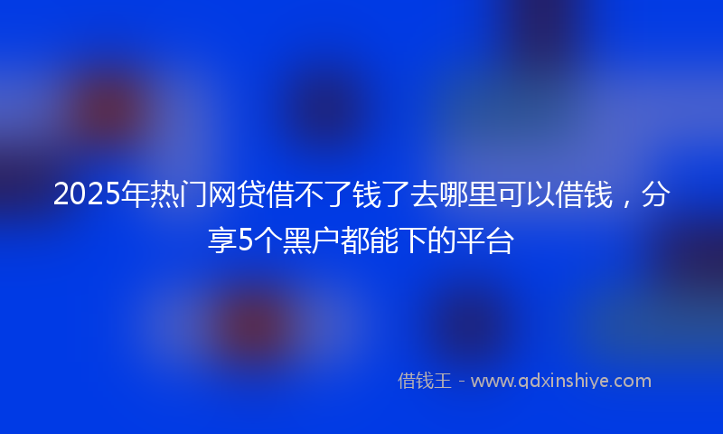 2025年热门网贷借不了钱了去哪里可以借钱，分享5个黑户都能下的平台
