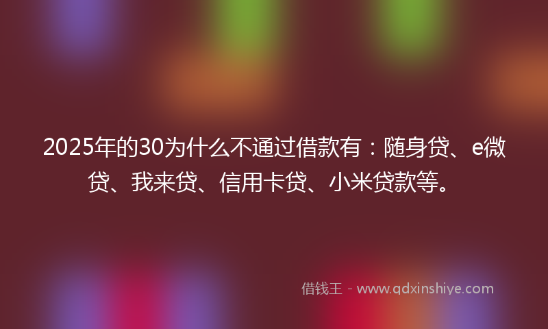 2025年的30为什么不通过借款有：随身贷、e微贷、我来贷、信用卡贷、小米贷款等。