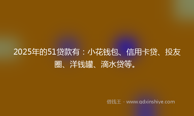 2025年的51贷款有：小花钱包、信用卡贷、投友圈、洋钱罐、滴水贷等。