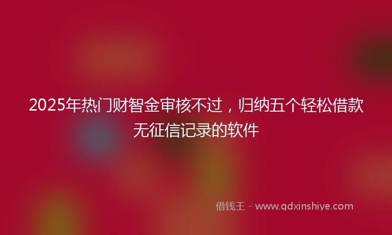 2025年热门财智金审核不过，归纳五个轻松借款无征信记录的软件