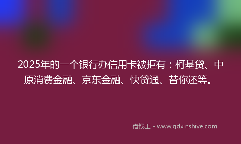 2025年的一个银行办信用卡被拒有：柯基贷、中原消费金融、京东金融、快贷通、替你还等。