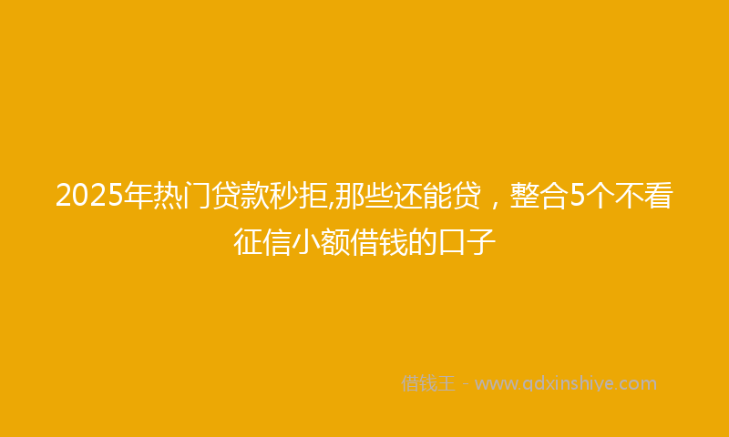 2025年热门贷款秒拒,那些还能贷，整合5个不看征信小额借钱的口子