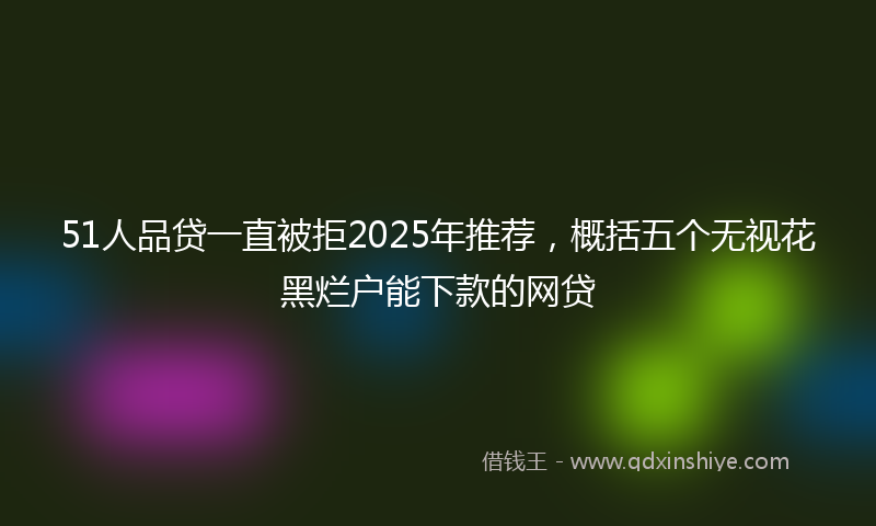 51人品贷一直被拒2025年推荐，概括五个无视花黑烂户能下款的网贷