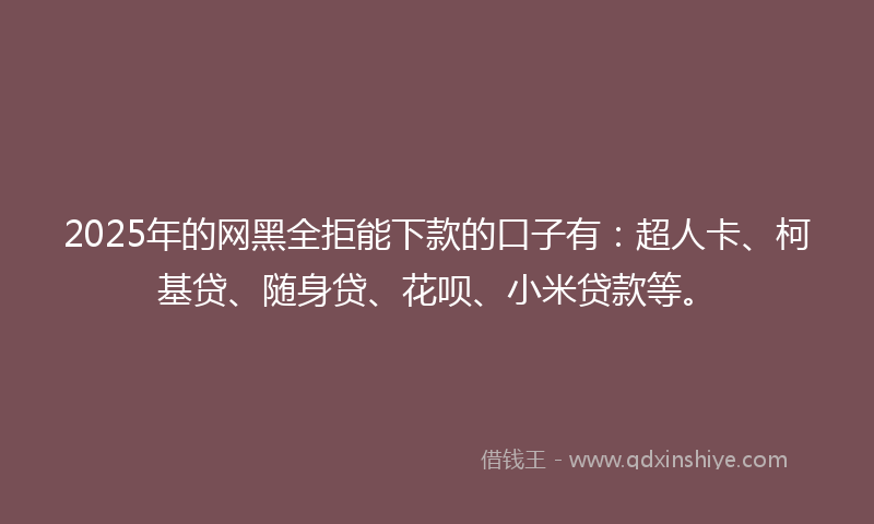 2025年的网黑全拒能下款的口子有：超人卡、柯基贷、随身贷、花呗、小米贷款等。