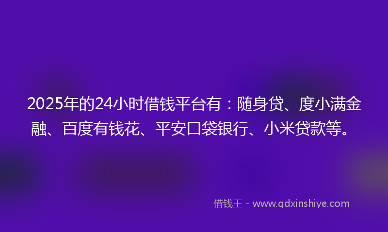 2025年的24小时借钱平台有：随身贷、度小满金融、百度有钱花、平安口袋银行、小米贷款等。