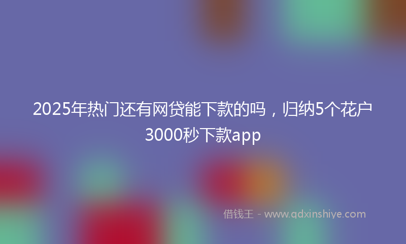 2025年热门还有网贷能下款的吗，归纳5个花户3000秒下款app