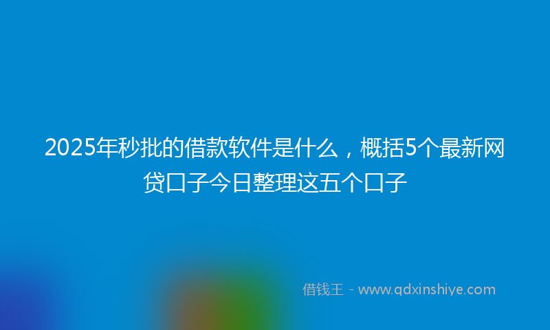 2025年秒批的借款软件是什么，概括5个最新网贷口子今日整理这五个口子