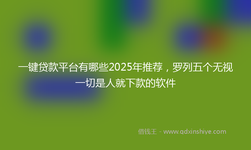 一键贷款平台有哪些2025年推荐，罗列五个无视一切是人就下款的软件