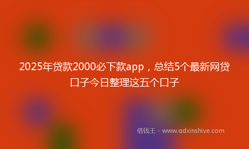 2025年贷款2000必下款app，总结5个最新网贷口子今日整理这五个口子