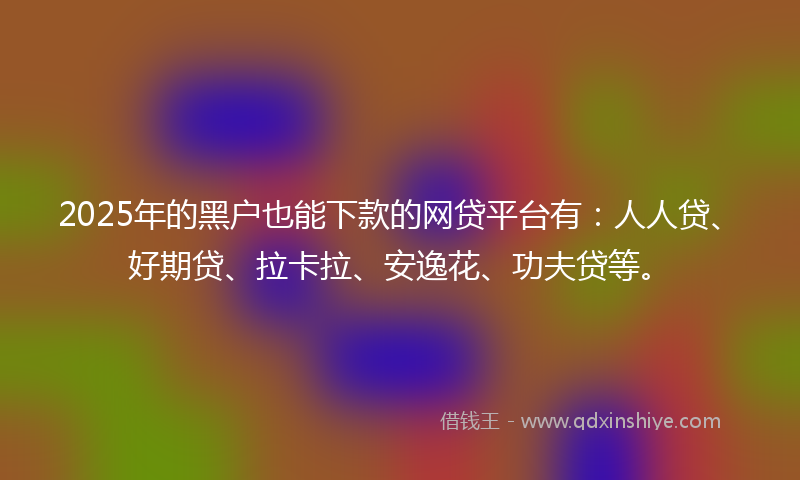 2025年的黑户也能下款的网贷平台有：人人贷、好期贷、拉卡拉、安逸花、功夫贷等。