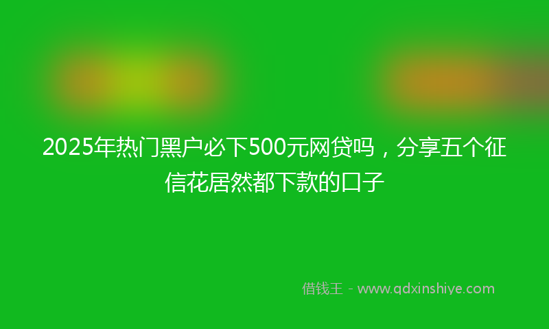 2025年热门黑户必下500元网贷吗，分享五个征信花居然都下款的口子