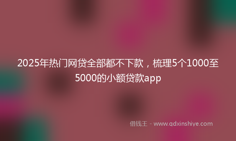 2025年热门网贷全部都不下款，梳理5个1000至5000的小额贷款app