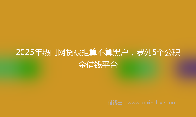 2025年热门网贷被拒算不算黑户，罗列5个公积金借钱平台