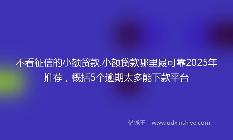 不看征信的小额贷款.小额贷款哪里最可靠2025年推荐，概括5个逾期太多能下款平台