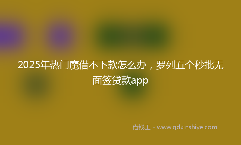 2025年热门魔借不下款怎么办，罗列五个秒批无面签贷款app