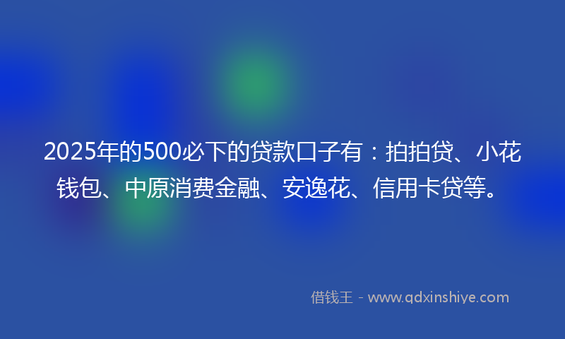 2025年的500必下的贷款口子有：拍拍贷、小花钱包、中原消费金融、安逸花、信用卡贷等。