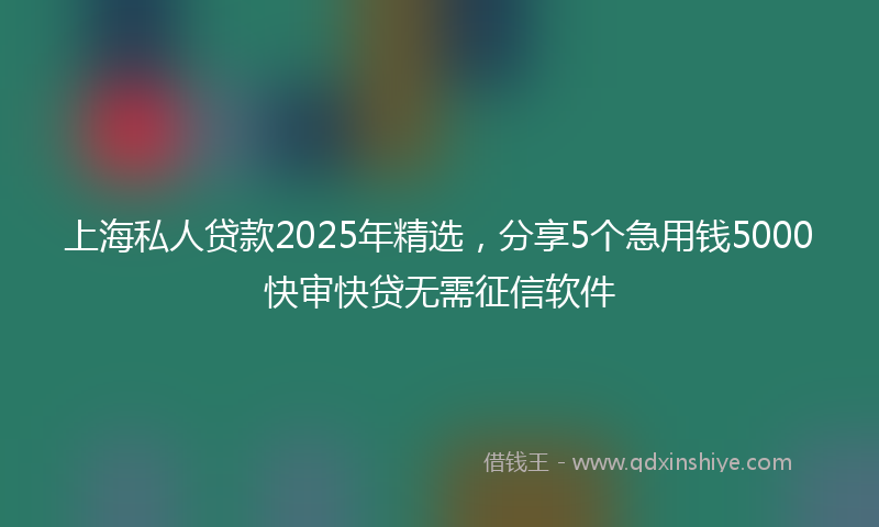 上海私人贷款2025年精选，分享5个急用钱5000快审快贷无需征信软件