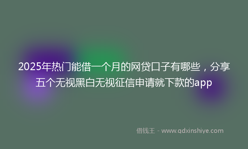 2025年热门能借一个月的网贷口子有哪些，分享五个无视黑白无视征信申请就下款的app