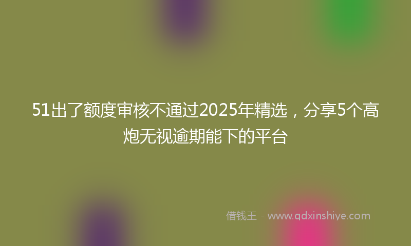 51出了额度审核不通过2025年精选，分享5个高炮无视逾期能下的平台