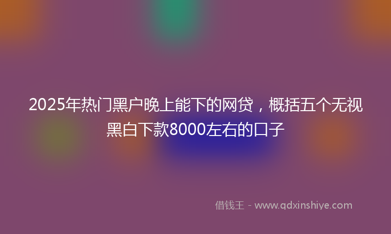 2025年热门黑户晚上能下的网贷，概括五个无视黑白下款8000左右的口子