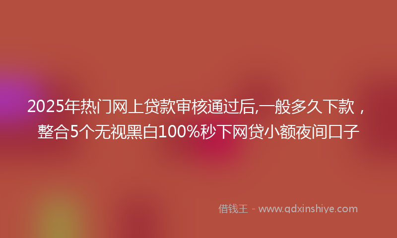 2025年热门网上贷款审核通过后,一般多久下款，整合5个无视黑白100%秒下网贷小额夜间口子