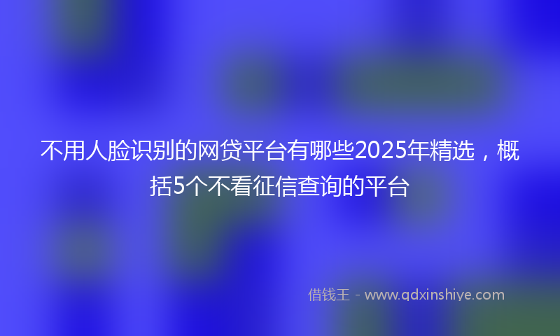 不用人脸识别的网贷平台有哪些2025年精选，概括5个不看征信查询的平台