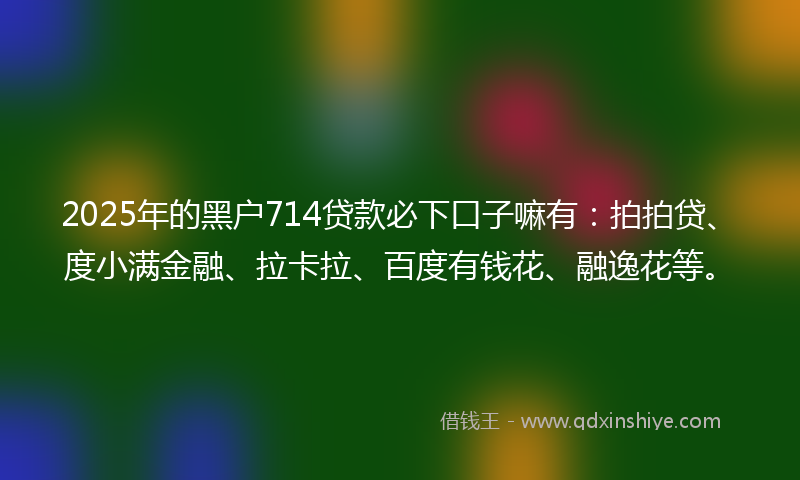 2025年的黑户714贷款必下口子嘛有：拍拍贷、度小满金融、拉卡拉、百度有钱花、融逸花等。