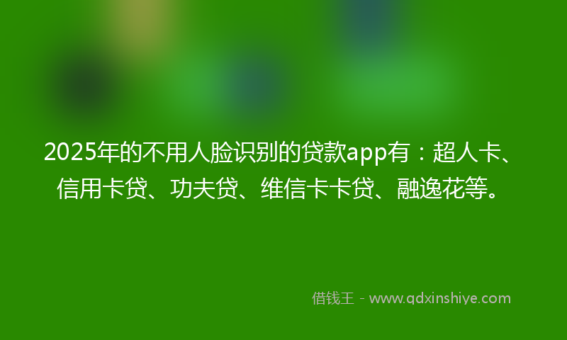 2025年的不用人脸识别的贷款app有：超人卡、信用卡贷、功夫贷、维信卡卡贷、融逸花等。