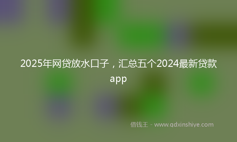 2025年网贷放水口子，汇总五个2024最新贷款app