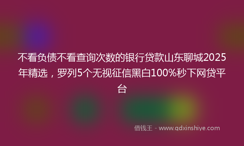 不看负债不看查询次数的银行贷款山东聊城2025年精选，罗列5个无视征信黑白100%秒下网贷平台