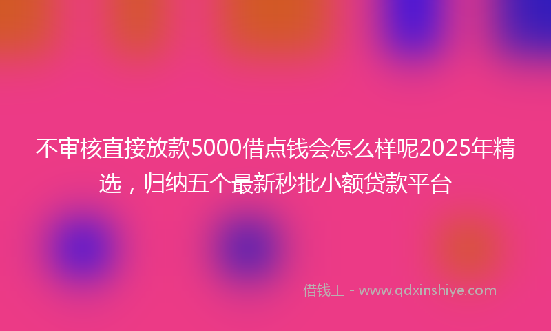 不审核直接放款5000借点钱会怎么样呢2025年精选，归纳五个最新秒批小额贷款平台