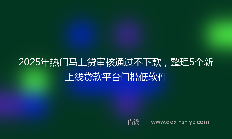 2025年热门马上贷审核通过不下款，整理5个新上线贷款平台门槛低软件